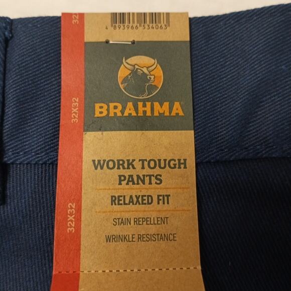 Brahma Men's Work Tough Pants Size 32x32 Blue Relaxed Fit - Picture 2 of 7